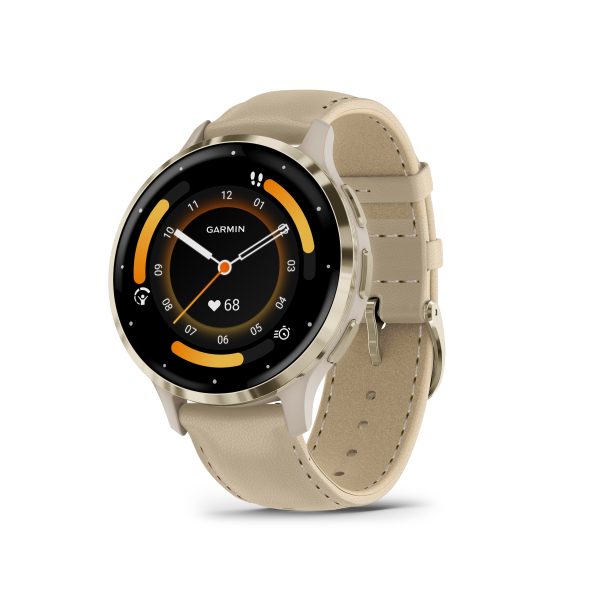 GARMIN Venu 3s soft gold french gray leather band - Image 2