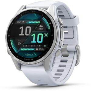 GARMIN fenix 8 – 43 mm, AMOLED Silver Whitestone silicone band