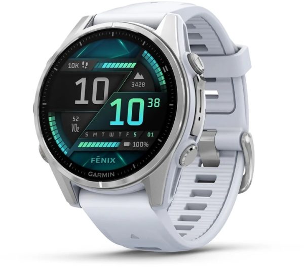 GARMIN fenix 8 – 43 mm, AMOLED Silver Whitestone silicone band