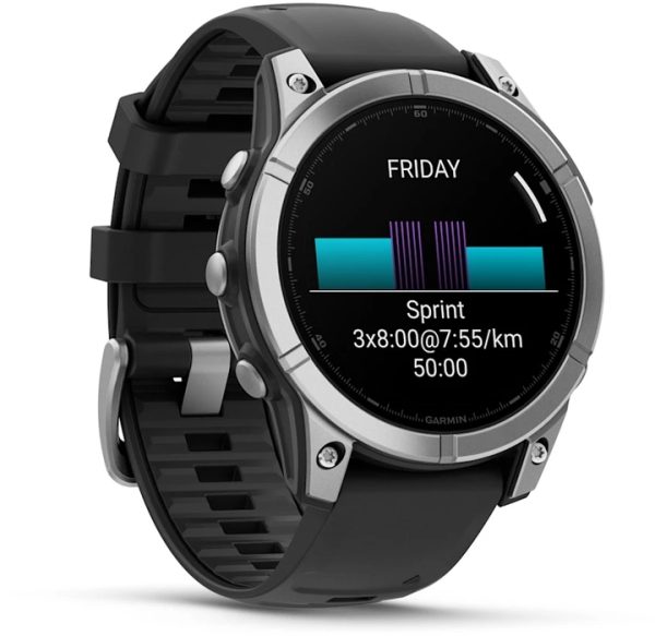 GARMIN fenix E 47 mm Stainless steel Black silicone band - Image 2