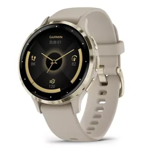 GARMIN Venu 3s soft gold french gray leather band