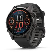 fēnix 8 43 mm AMOLED Sapphire Carbon Gray DLC Titanium with Black/Pebble Gray Silicone
