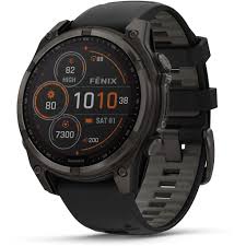 fēnix 8 47mm Solar Sapphire Carbon Gray DLC Titanium with Black/Pebble Gray Silicone