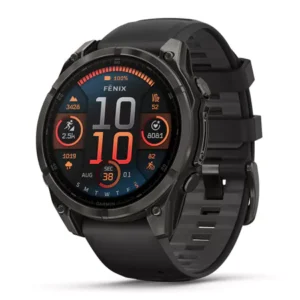fēnix 8 47 mm AMOLED Sapphire Carbon Gray DLC Titanium with Black/Pebble Gray Silicone