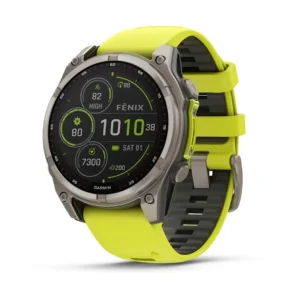 fēnix 8 47 mm Solar Sapphire Titanium with Amp Yellow/Graphite Silicone Band