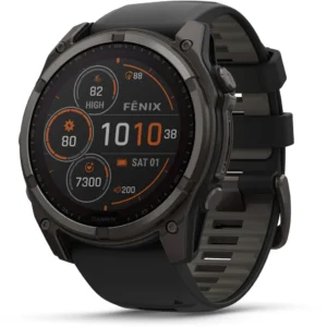 fēnix 8 51 mm Solar Sapphire Carbon Gray DLC Titanium with Black/Pebble Gray Silicone